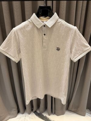 Christian Dio_r Chest Logo Full Monogram Polo T-shirt Coffee