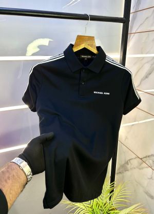 Michael_Kors Black Polo Premium Collar Neck T-shirt F2991-B1