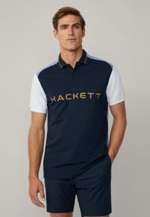 Hacke t Navy Premium 240 gsm interlock compact cotton fabric Polo Tshirt with Front Design and Emboss Logo 3443