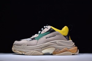 Balenciaga Vintage Triple S Trainers Yellow Green