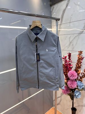 Ralph Laure n Grey Premium Imported Bomber Jacket with Embroidered Logo Zipper Style 3510