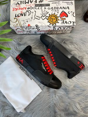 Dollce Gabbana Portofino Black Red Sneakers SALE