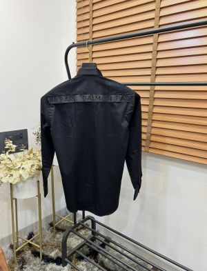 Balmai_n Paris Tira Steel Round Logo Patched Imported Premium Partywear Shirt With OG Box Black