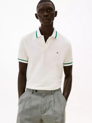 Tommy Hilfige r Cream Premium 240 gsm interlock compact cotton fabric Polo Tshirt with Collar Design and Embroidered Logo 3468