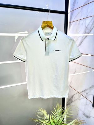 Coac h White Premium Collar Neck Polo T-shirt F2993-WH