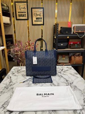 Balmai_n Paris Monogram Premium Quality Tote Bag With Dust Bag (Blue)