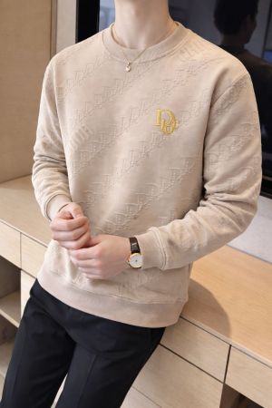 Christian Dio_r Chest Logo Full Monogram Sweatshirt Beige