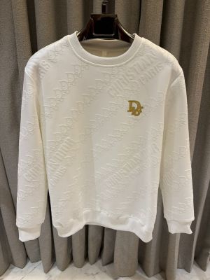 Christian Dio_r Chest Logo Full Monogram Sweatshirt White