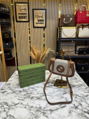 Gucc_i Blondie Top Handle Bag With Box (White Brown-6189)