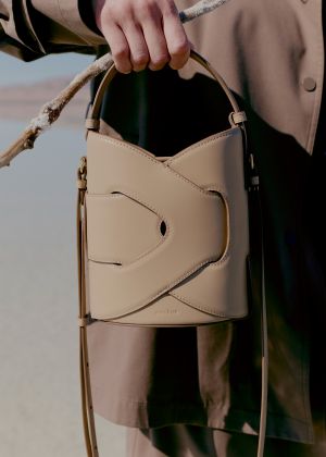 Polene Numero Un Mini Leather Bucket Bag (Gray-LW2818)