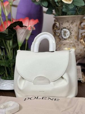 Polene Numero Un Leather Backpack With Box And Dust Bag (White-P06859)