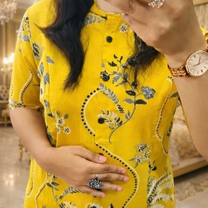 PRINTED KURTI CORD SET YELLOW