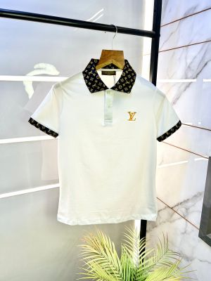 Louis_Vuitton Imported Embroidery Logo Collar Neck White Polo T-shirt F1193-WH