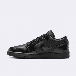 Nikee Air Jordan 1 Low Patent Black Croc 5011