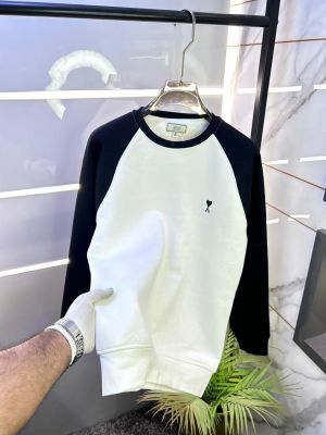 Ami Logo Imported White Super Premium Sweatshirts F3292-WH