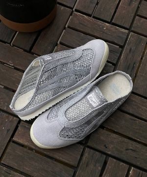 Onitsuka Tiger Mexico 66 Sabot mules in pure silver. 
