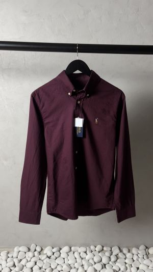 Ralp_h Lauren Polo Burgundy Oxford Shirt 1006