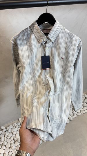 Tommy Hilfige_r Grey & White Striped Shirt 1023