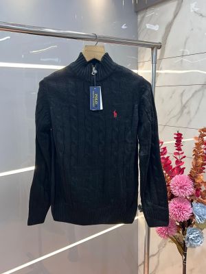 Ralph Laure n Black Premium Imported High Neck Knitted Pullover Half Zipper Style 3574