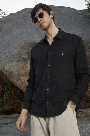 ALLSAINTS CHEST LOGO FULL SLEEVES IMPORTED SHIRT BLACK