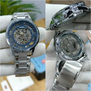 FOSSIL_TOWMSMAN BROWN SILVER BLUE DAIL CHAIN