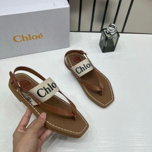 Chloe_Woody_Flat_Sandal_Beige_Canvas_&_Leather_With_OG_Box_&_Dust_Cover_Beige