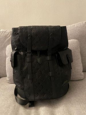 Louis_Vuitton Christopher Embossed Taurillon Leather Backpack (Black)