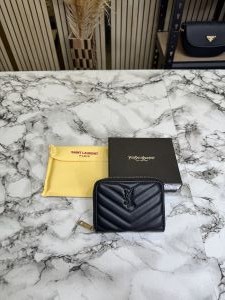 Ysl Yves Saint Laurent Premium Zipper Wallet With Box And Dust Bag (60067-Black)