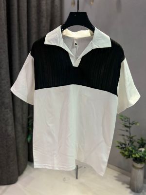KOREAN IMPORTED HIGH DEMAND ARTICLE POLO T-SHIRT BLACK WHITE