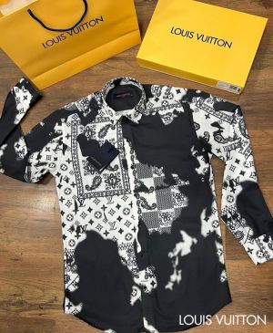 Sale Louis_Vuitton Black Monogram Print Premium Shirt F469-BL