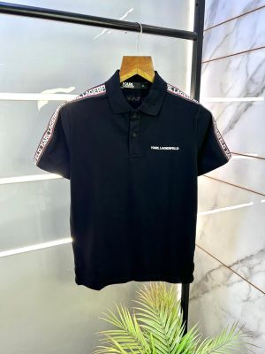 Karl Lagerfeld Black Polo Premium Collar Neck T-shirt F3043-BL