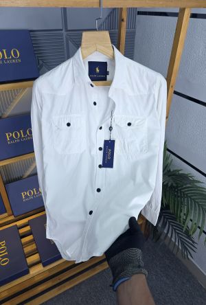 R L Denim shirts White K152-W