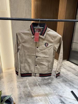 Gucc i Grey Pure leather Jacket