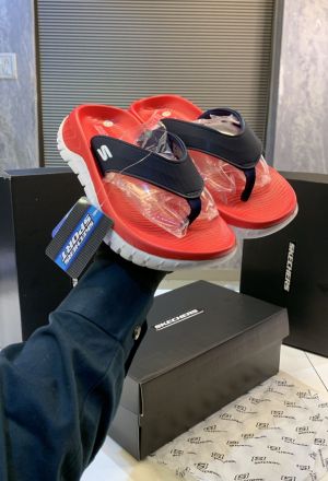 SKECHERS-MENS-GO-RECOVER-229018-BBK-SLIP-ON-SANDALS-Redblue