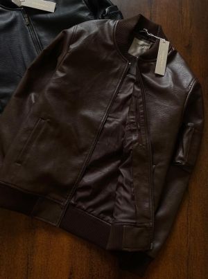 ESSENTIA L PREMIUM LEATHER ZIPPER JACKET 1239 BROWN 