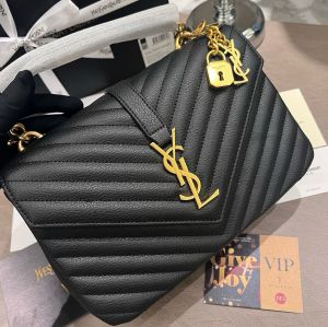 YSL SAINT LAURENT Collge Medium leather shoulder bag with box 745