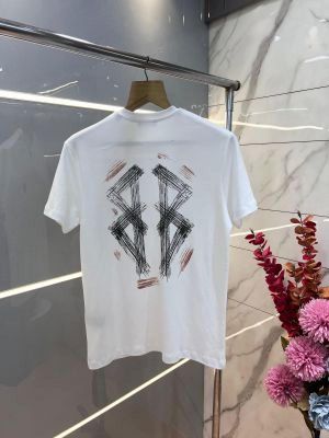 Balmai n Paris White Premium Imported 240 GSM Interlock Lycra Fabric Round Neck with Rubber Logo and Back Printed Design Tshirt 2998