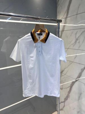 Versace White Premium Cotton Lycra Pique fabric Polo Tshirt with Collar Design and Emboss Logo 2888