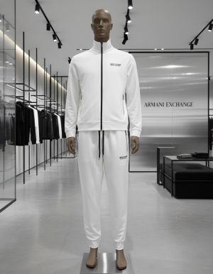 Arman i Exchange White Premium Imported Fabric Emboss Logo Zipper style Tracksuit 3580