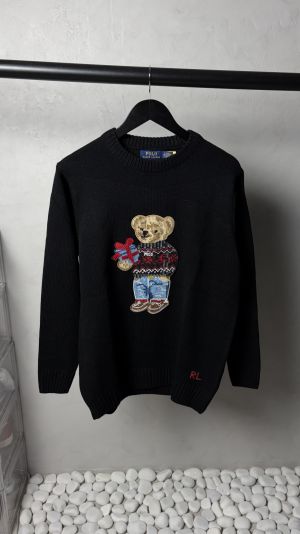 Ralph Laure_n Polo Bear Heavy Knit Sweater Black 1082