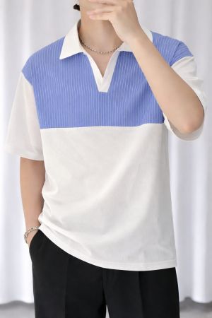 KOREAN IMPORTED HIGH DEMAND ARTICLE POLO T-SHIRT WHITE AND SKY BLUE