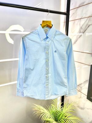 Brooks Brothers Sky Micro Checks Oxford Lycra Premium Shirts F2934-SK