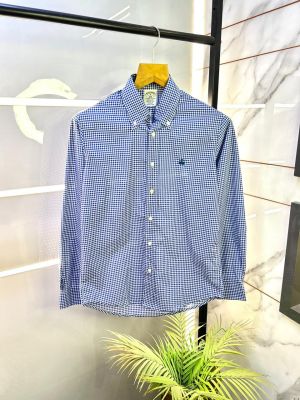 Brooks Brothers Micro Checks Oxford Lycra Blue Premium Shirts F2934-BU