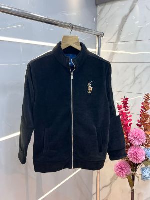 Ralph Laure n Black Imported Knit bonded Fabric with HORSE Imp logo on front and knitting tape on arm Zipper 3586