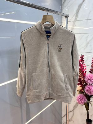 Ralph Laure n Beige  Imported Knit bonded Fabric with HORSE Imp logo on front and knitting tape on arm Zipper 3584