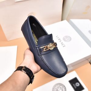 VERSAC_E LOGO BLUE PREMIUM LEATHER LOAFER