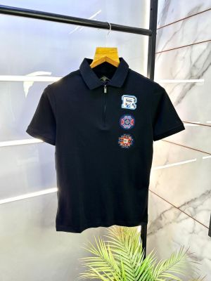 Rare Rabbit Black Zipper Polo Premium Collar Neck T-shirt F2999-B2