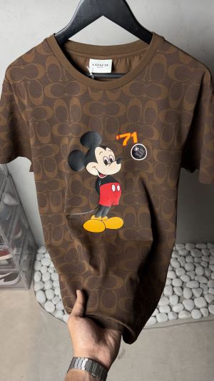 Coac_h x mickey mouse signature monogram graphic t-shirt  brown  1120