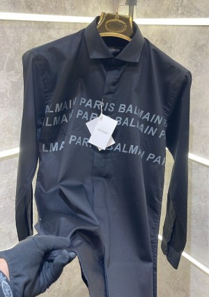 BALMAIN_PARIS_BLACK_LATTER_PRINT_PREMIUM_SHIRT_WITH_BRAND_BOX_PACKING_&_CARRY_BAG_(589)