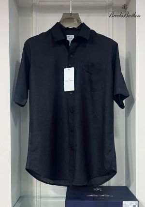 Brooks_Brothers_Black_Pocket_Embroidery_Logo_Premium_Linen_Half_Shirt_(1489)